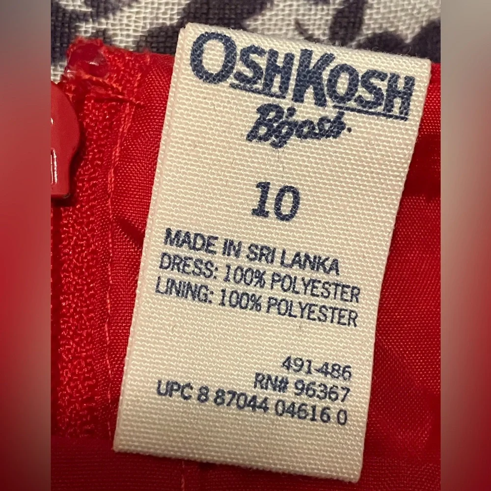 Osh Kosh B’Gosh red girls sleeveless button front zip July 4th Christmas dress